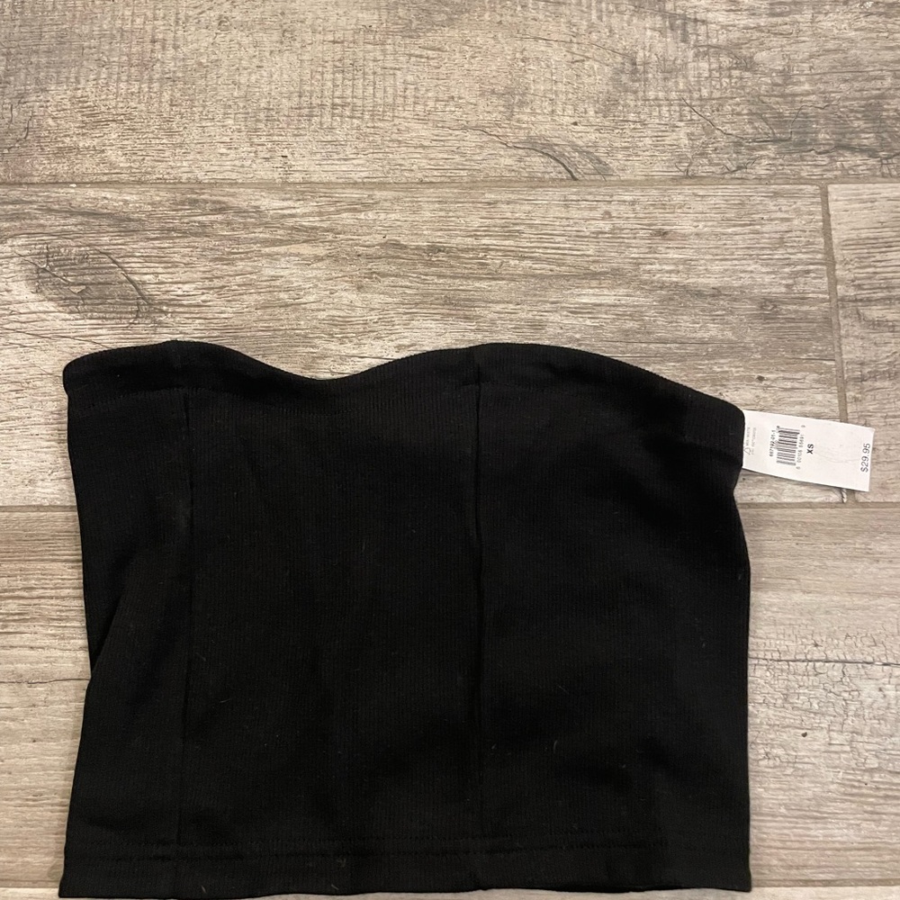 ❤️ GAP BLACK RIBBED STRAPLESS TUBE TOP SIZE XS NEW